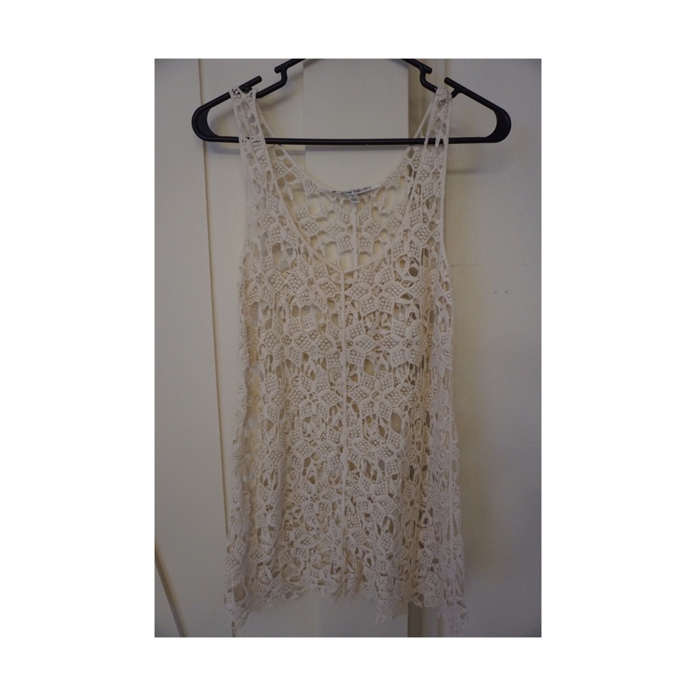 Collective Concepts cream crochet tank top